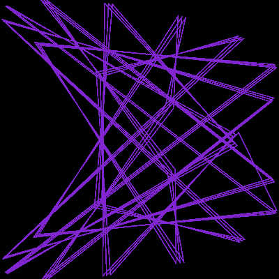 This artwork is a bunch of lines that warp and sometimes they change into a shape that looks like the number 8.